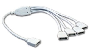 Rozdzielacz rozgałęznik RGB 1Gn/4Gn bialy