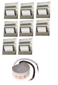 Oświetlenie schodów zestaw  8 opraw led 1,5W Decorus + zasilacz