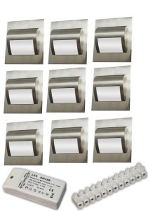 Oświetlenie schodów zestaw  9 opraw led 1,5W  zasilacz,przewód,listwa połączeniowa