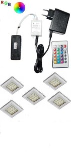 Oświetlenie mebli 5 x oprawa LED Squere2 RGB 12V zestaw z pilotem