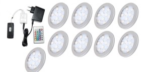 Oświetlenie  mebli 9 x oprawa led rgb Orbit   12V  DC zestaw    