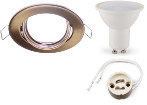 Oprawka sufitowa wpuszczana ruchoma mosiądz + żarówka led GU10 5W komplet