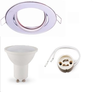 Oprawka sufitowa wpuszczana ruchoma chrom + żarówka led GU10 5W komplet