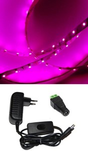 Taśma led fioletowa wewnętrzna 1m + zasilacz z wyłącznikiem zestaw