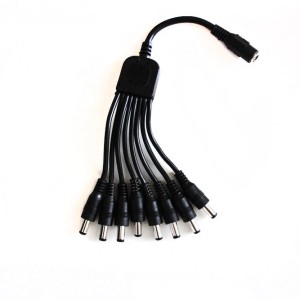 Rozdzielacz Rozgałęźnik zasilania 1 wejście gniazdo DC 2,1/5,5 - 8 wyjścia wtyki DC 2,1/5,5 