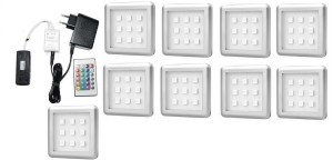 Oświetlenie  mebli 9 x oprawa led rgb Orbit   12V  DC zestaw        