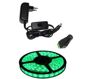 Taśma LED  1m 60/m SMD 3528 zielona+zasilacz z wyłącznikiem-zestaw    