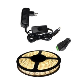 Taśma LED  1m 60/m SMD 3528 b/ciepła+zasilacz z wyłącznikiem-zestaw 