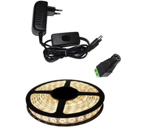 Taśma LED  2m 120/m SMD 3528 b/neutralna+zasilacz z wyłącznikiem-zestaw   
