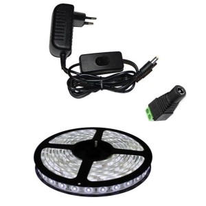 Taśma LED  2m 120/m SMD 3528 b/zimna+zasilacz z wyłącznikiem-zestaw    