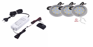 Oświetlenie pod szafkowe z wyłącznikiem dotykowym 3 oprawy Orbit