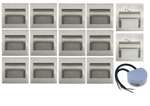 Oświetlenie schodów z czujnikami ruchu  zestaw  14 opraw led 1,5W  zasilacz