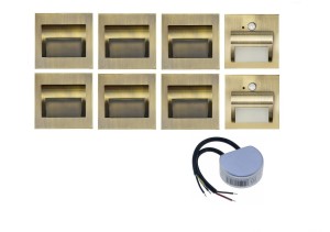 Oświetlenie schodów z czujnikami ruchu  zestaw  8 opraw led 1,5W  zasilacz   