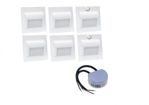 Oświetlenie schodów z czujnikami ruchu  zestaw  6 opraw led 1,5W  zasilacz    