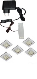 Oświetlenie  mebli 5 x oprawa LED Squere2   12V  DC zestaw   