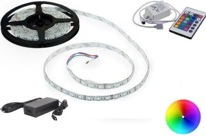 Zestaw RGB taśma led 150 SMD 5050 wewnętrzna  RGB 5m IP20 +sterownik z pilotem+zasilacz
