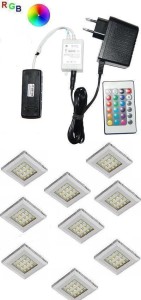 Oświetlenie mebli 9 x oprawa LED Squere2 RGB 12V zestaw z pilotem