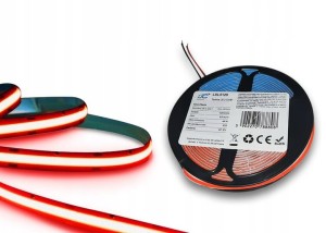 Taśma LED COB wewnętrzna czerwona 12V DC 9,6W/m 48W rolka 5m