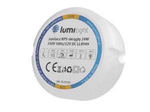 Zasilacz RPS 24W 12V DC IP20 okrągły do puszki