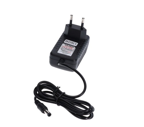Zasilacz gniazdkowy czarny 12V DC 12W 1A