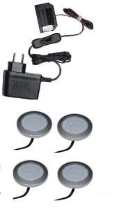 Zestaw oświetlenia mebli  4 x oprawa  LED Eris 12V DC 