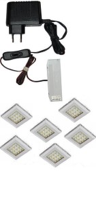 Oświetlenie  mebli 6 x oprawa LED Squere2   12V  DC zestaw   