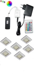 Oświetlenie mebli 6 x oprawa LED Squere2 RGB 12V zestaw z pilotem
