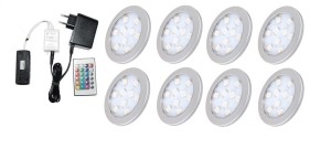 Oświetlenie  mebli 8 x oprawa led rgb Orbit   12V  DC zestaw     