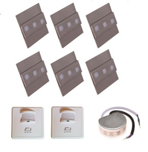 Zestaw oświetlenia schodów z czujnikami ruchu 6 opraw Modesto