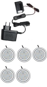 Oświetlenie mebli 5 x oprawa LED Nike-2 2W 12V DC gotowy zestaw 