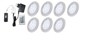Oświetlenie  mebli 7 x oprawa led rgb Orbit   12V  DC zestaw     
