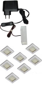 Oświetlenie  mebli 7 x oprawa LED Squere2   12V  DC zestaw   