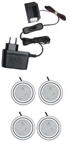 Oświetlenie mebli 4 x Oprawa LED Nike-2 2W 12V DC gotowy zestaw  