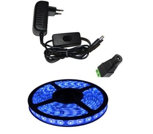 Taśma LED  5m 60/m SMD 3528 niebieska+zasilacz z wyłącznikiem-zestaw 