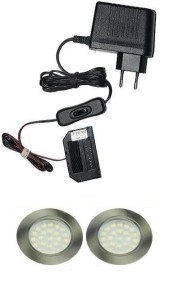 Zestaw led podświetlenie mebli 2 x oprawa led Apollo 12V DC